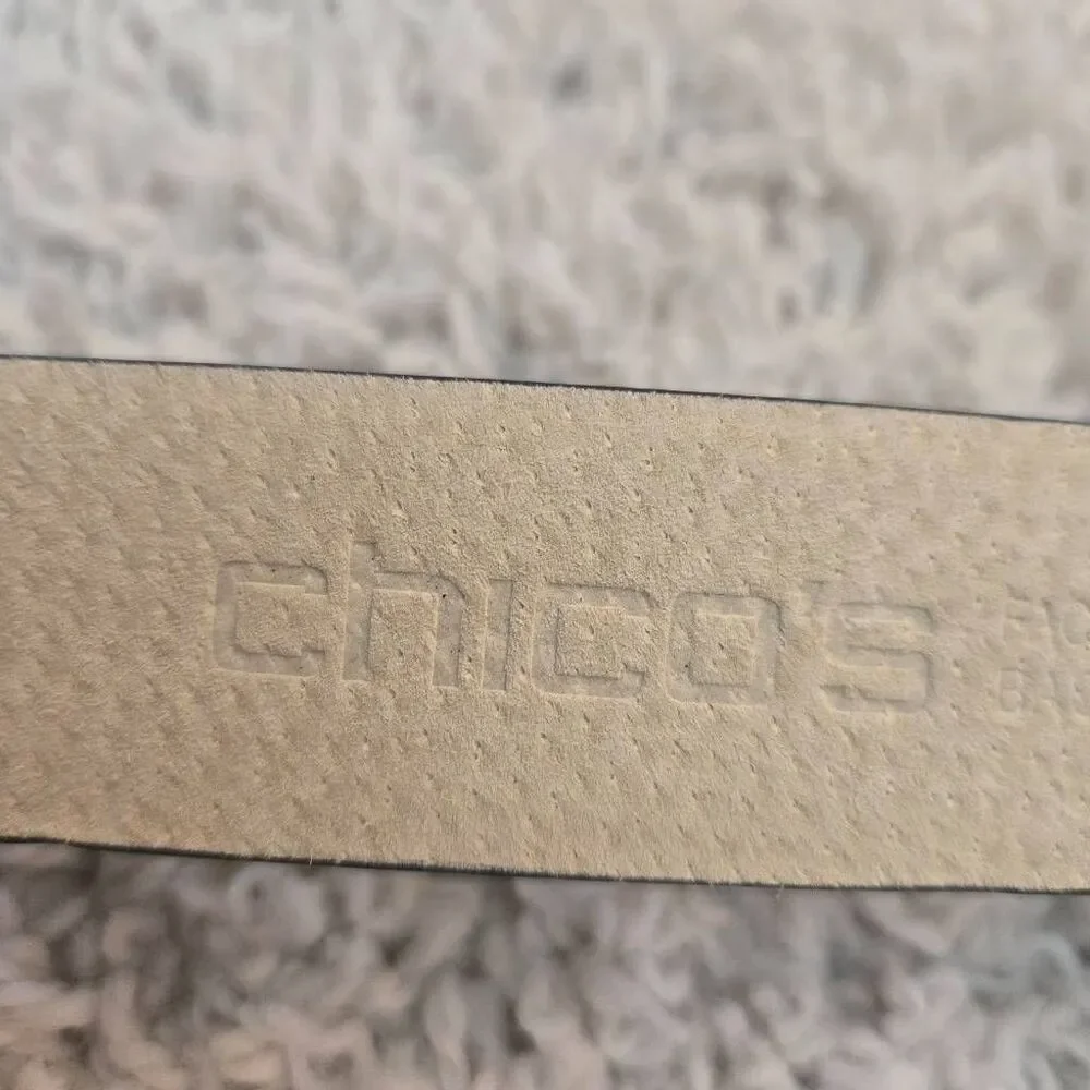 Chico's Faux Navy Snakeskin Belt Slide Adjust Leather Backing S/M